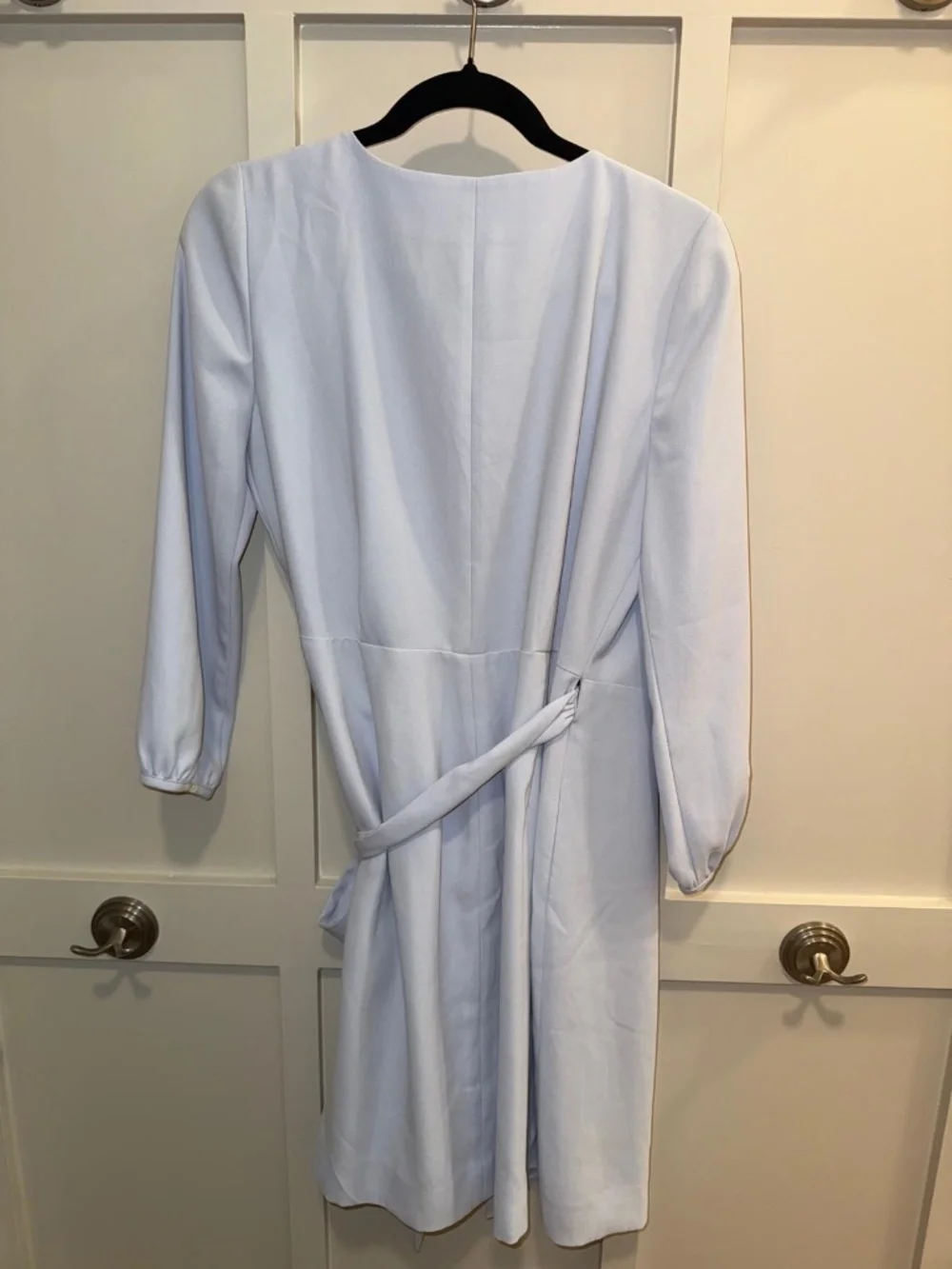 J. Crew Wrap Dress in 365 Crepe Pale Light Blue  H6292 - LIGHT BLUE - SIZE 4